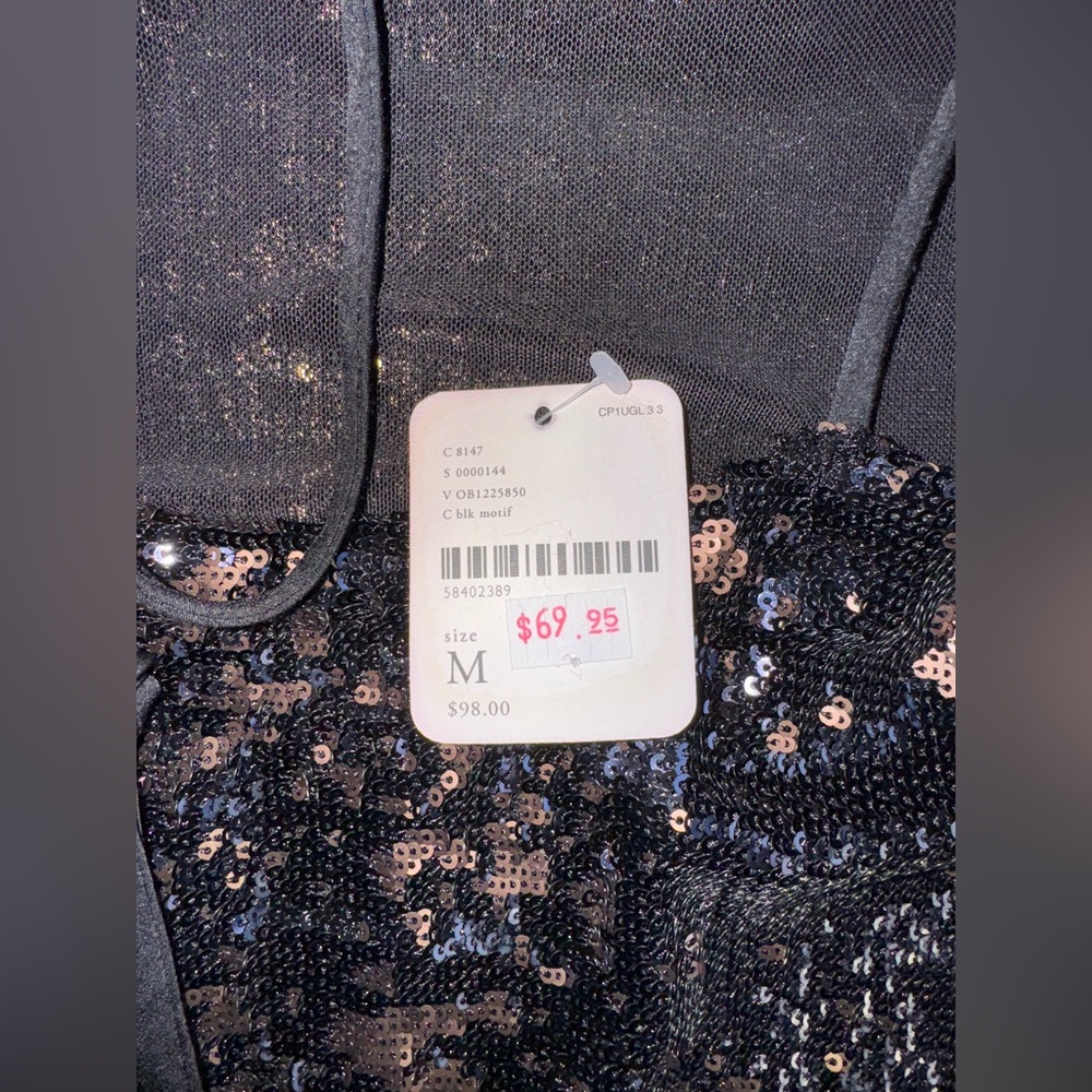 Free People - Bronze Sequin Black Mini Dress - Medium - Picture 4 of 10